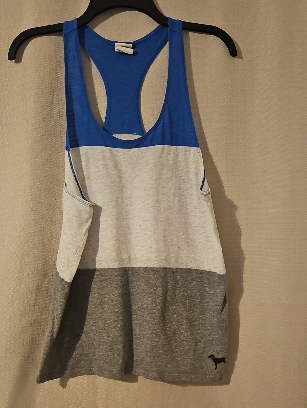 PINK Victoria's Secret Blue White Gray Colorblock Racerback Tank